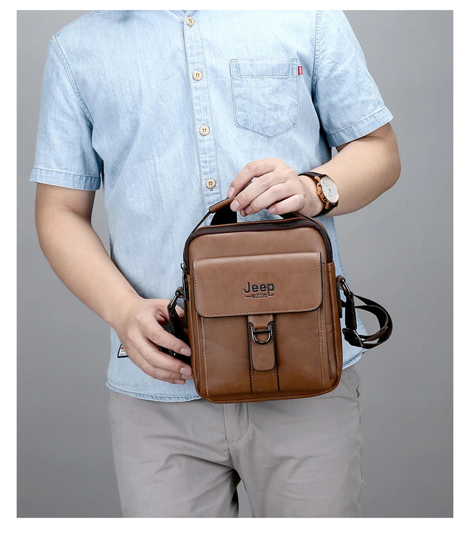 JEEPBULUO Brand New High Quality Leather Crossbody Bags For Men Shoulder Messenger Bag Business Casual Fashion Tote Bags