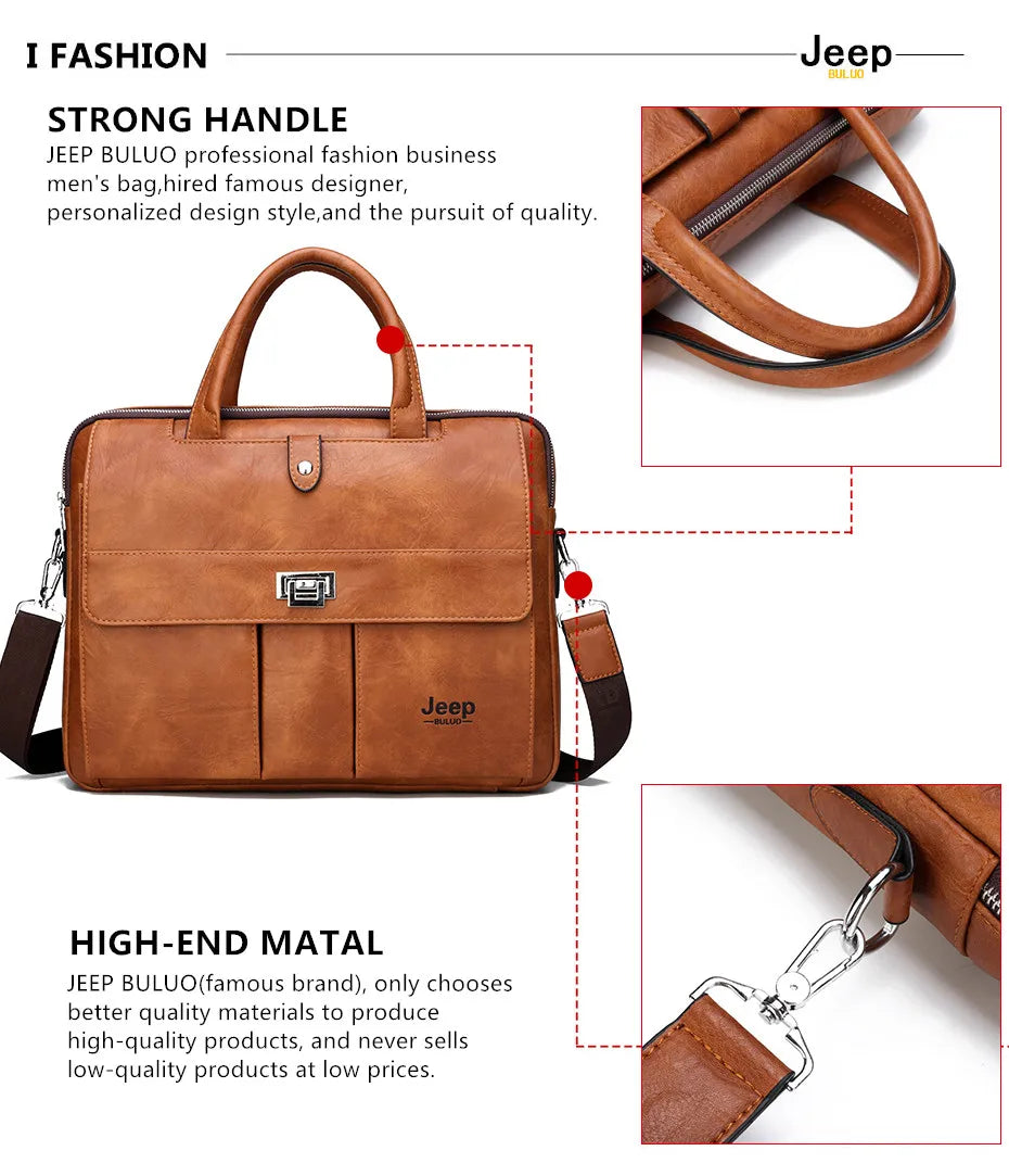 JEEP BULUO Business Travel Handbag office Business Male Bag For A4 Files Man Briefcase Big Size 15 inches Laptop Bags Tote bag