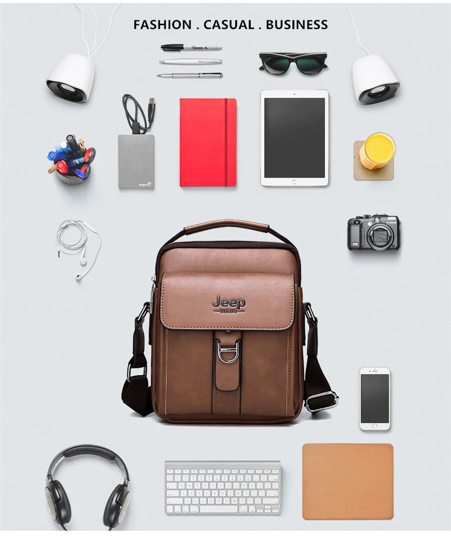 JEEPBULUO Brand New High Quality Leather Crossbody Bags For Men Shoulder Messenger Bag Business Casual Fashion Tote Bags