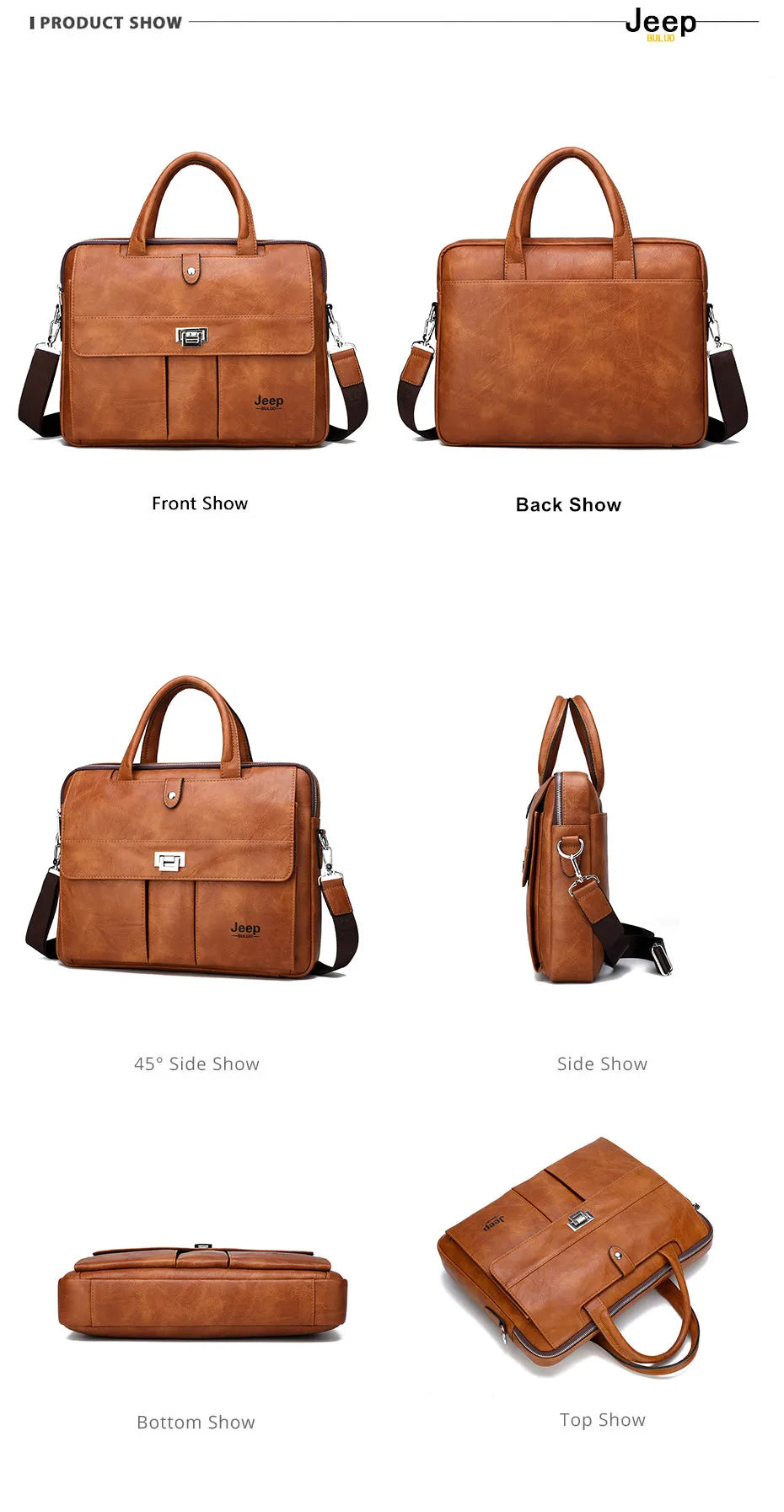JEEP BULUO Business Travel Handbag office Business Male Bag For A4 Files Man Briefcase Big Size 15 inches Laptop Bags Tote bag