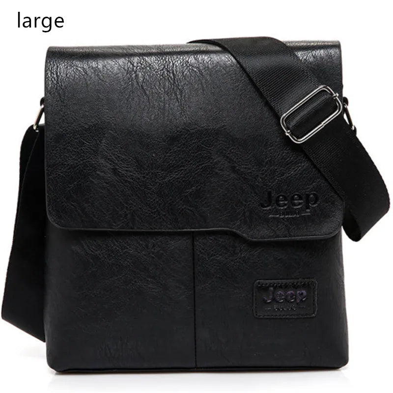 JEEP BULUO Men Bag Famous Brand 2 pcs Set Man Leather Messenger Shouder Bag Business Travelling Bags Male Tote Cross body Bags