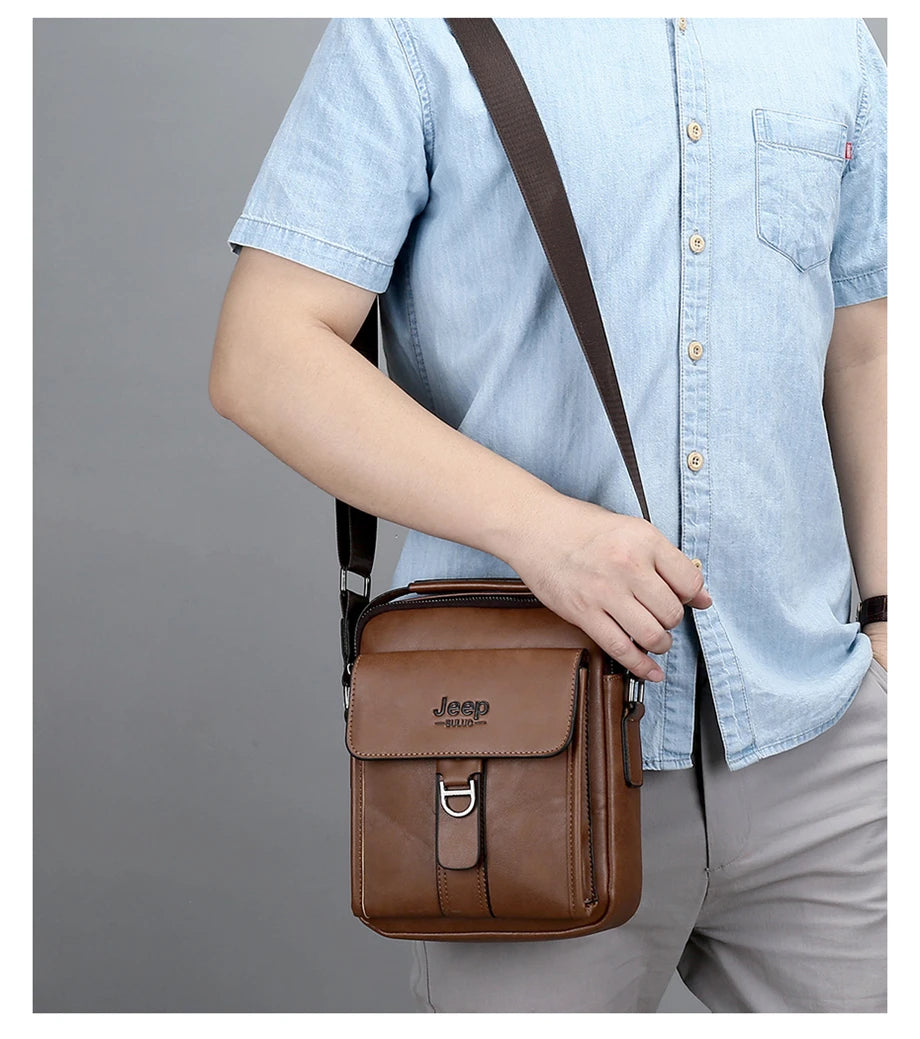 JEEPBULUO Brand New High Quality Leather Crossbody Bags For Men Shoulder Messenger Bag Business Casual Fashion Tote Bags