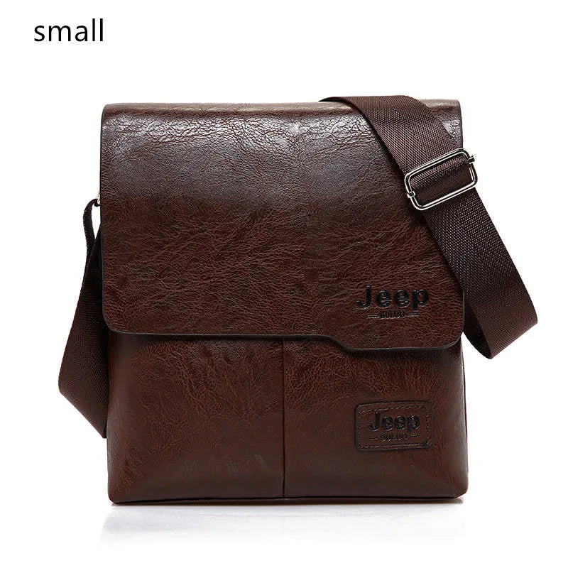JEEP BULUO Men Bag Famous Brand 2 pcs Set Man Leather Messenger Shouder Bag Business Travelling Bags Male Tote Cross body Bags