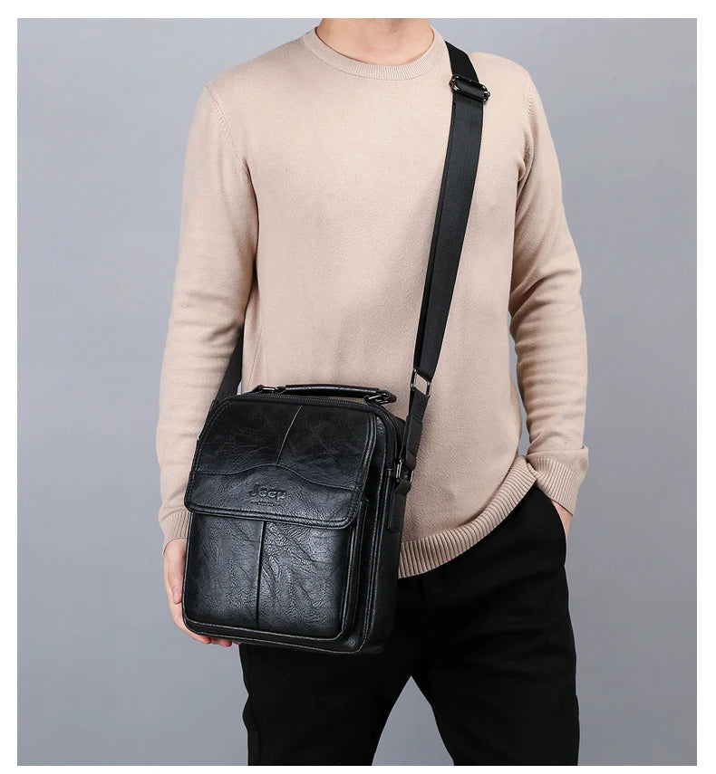 JEEPBULUO New Men Crossbody Bag Shoulder Bags Multi-function Men Handbags Large Capacity Split Leather Bag For Man Messenger Bag