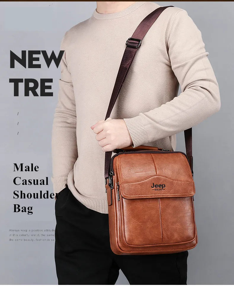 JEEPBULUO New Men Crossbody Bag Shoulder Bags Multi-function Men Handbags Large Capacity Split Leather Bag For Man Messenger Bag