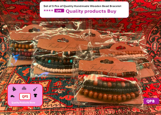 Set of 5 Pcs of Quality handmade Wooden Bead Bracelet