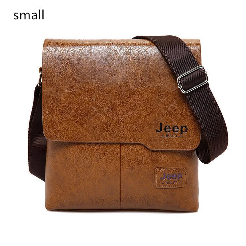 JEEP BULUO Men Bag Famous Brand 2 pcs Set Man Leather Messenger Shouder Bag Business Travelling Bags Male Tote Cross body Bags
