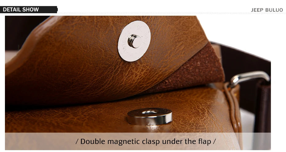 JEEP BULUO Men Bag Famous Brand 2 pcs Set Man Leather Messenger Shouder Bag Business Travelling Bags Male Tote Cross body Bags