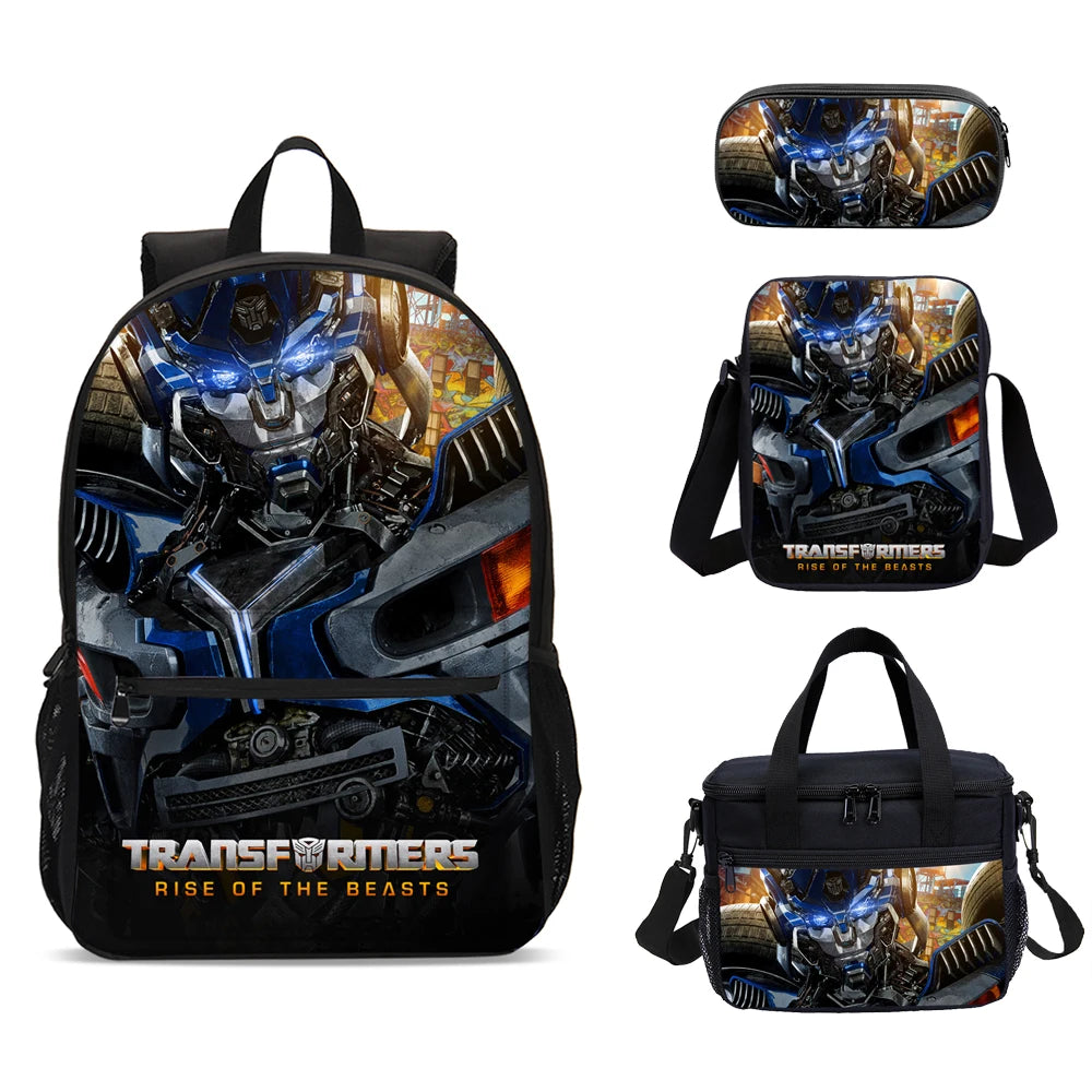 T-Transformers Child School Backpack with Lunch Bags ,Pencil Bags ,School Bags for Boys Girls Best Gift