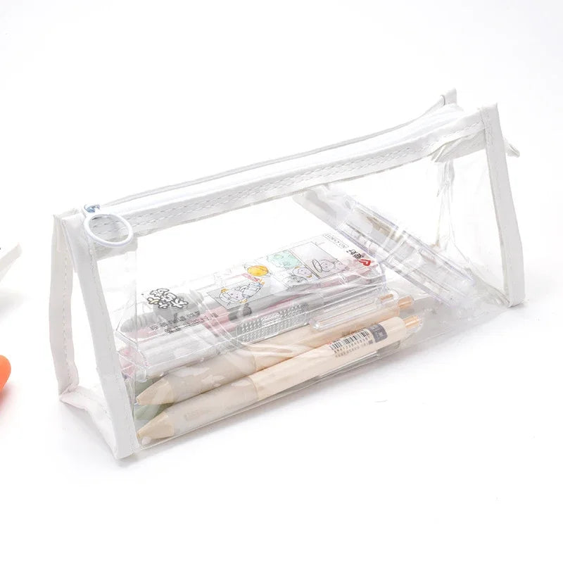 Transparent Pencil Case Kawaii Pen Large Capacity Bag Cosmetic Bag Back to School Supplies for Girls Kids Stationery Items Gifts