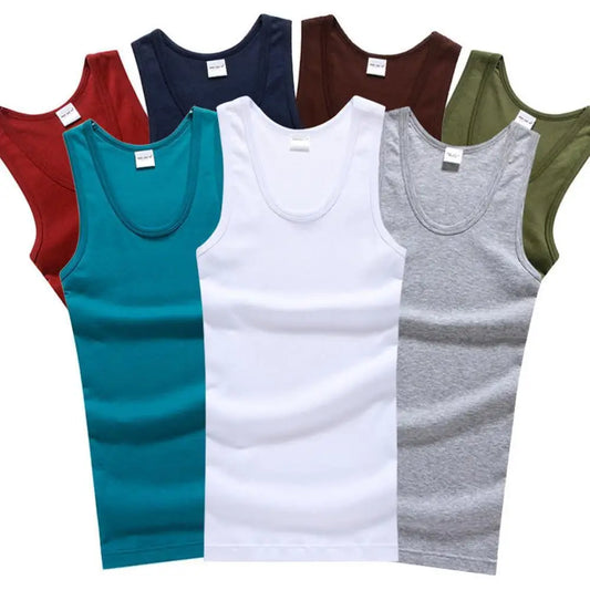 Hot Sale Men's Sleeveless Breathable Fitness Vest Basic Elastic Tank Top Men's Cotton Bodybuilding T-shirt Classic Color Clothes