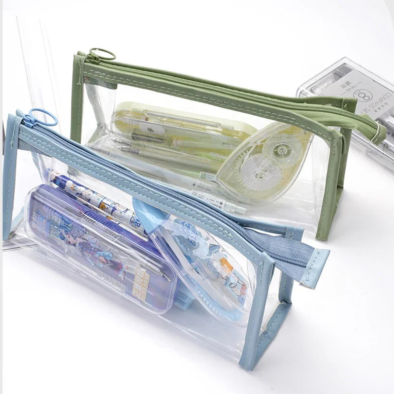 Transparent Pencil Case Kawaii Pen Large Capacity Bag Cosmetic Bag Back to School Supplies for Girls Kids Stationery Items Gifts