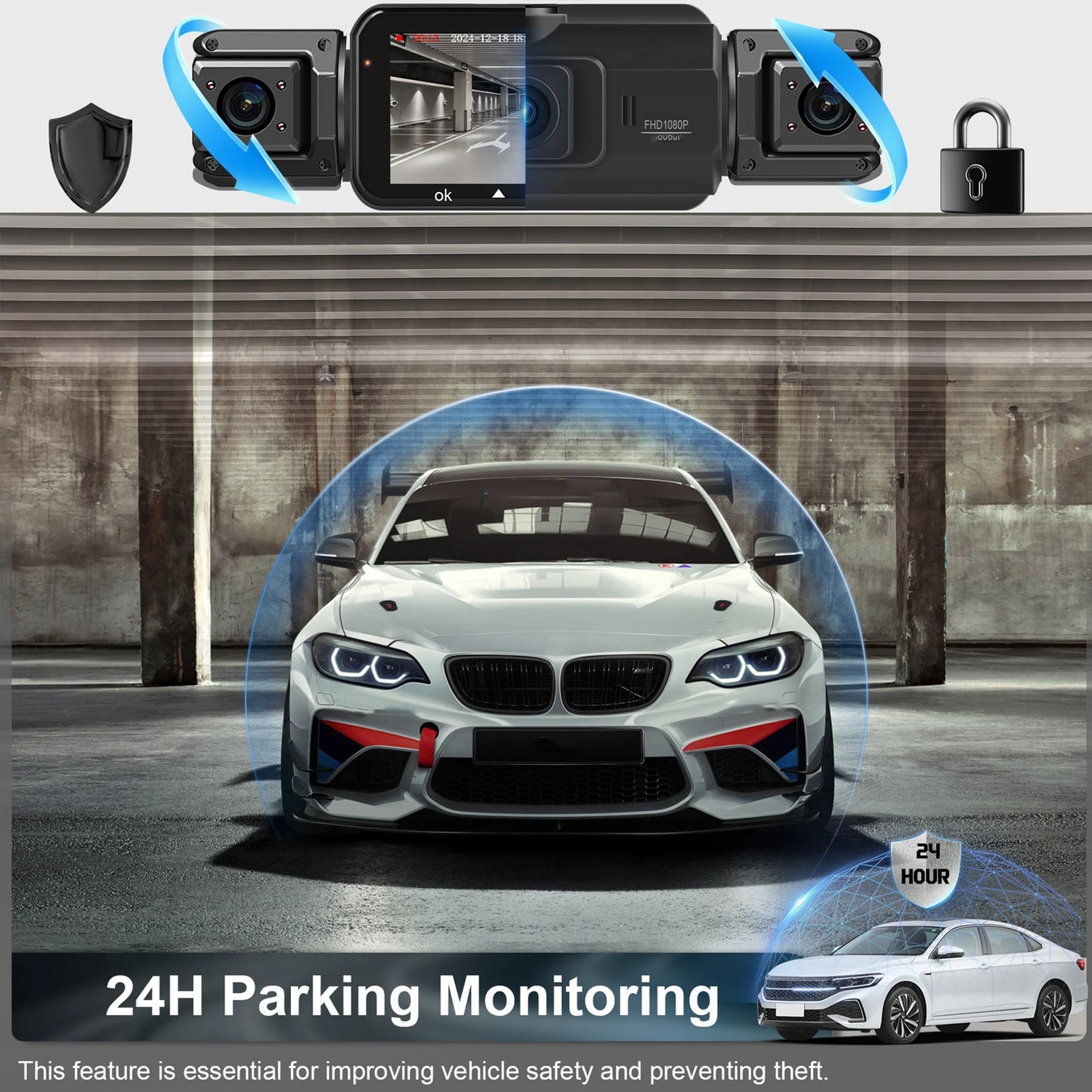 Dashcam 4 Channel Voice Recording Video Recorder Black Box 1080P Night Vision dash cam automobile Auto parts add Hardwire kit