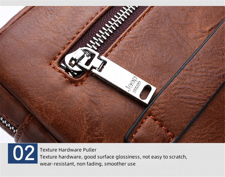 JEEP BULUO Brand Small Men Bags High Quality Leather Shoulder Crossbody Totes Clutch Handbags Business Brown Black Fashion New