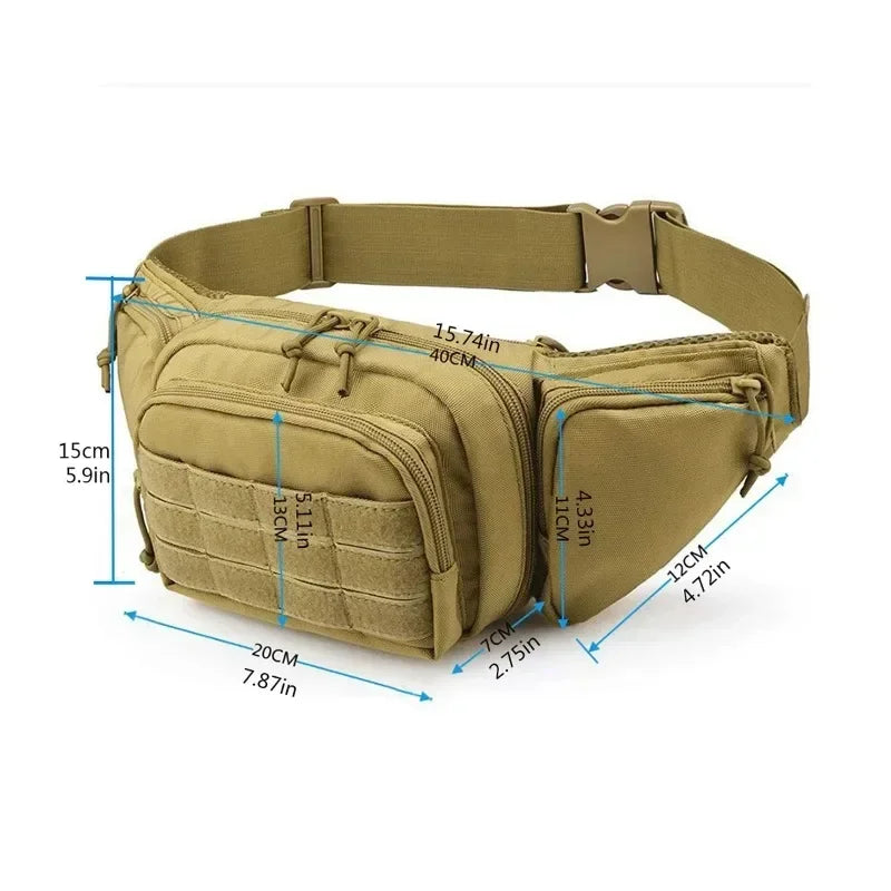 Men Waist Tactical Fanny Pack Motorcycle Rider Sports Belt Bag Climb Camping Nylon Male Tool Sling Chest Hip Bum Bag