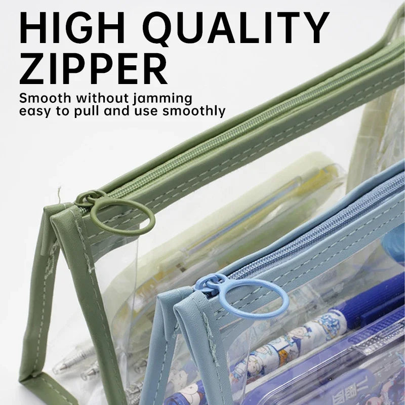 Transparent Pencil Case Kawaii Pen Large Capacity Bag Cosmetic Bag Back to School Supplies for Girls Kids Stationery Items Gifts
