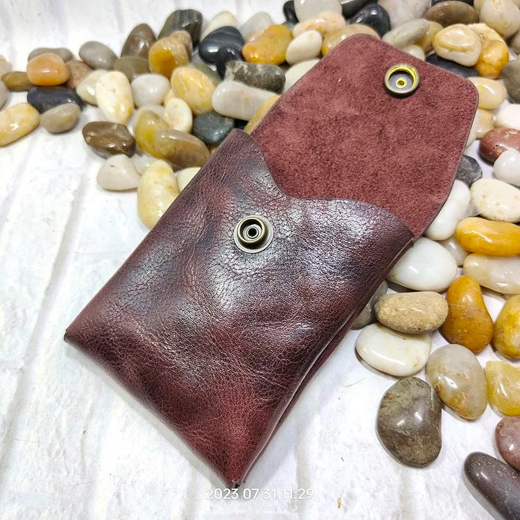 Mini Waist Bag Genuine Leather Belt Pouch Wallet Card Holder Car Key Purse Pack Driver's license Case Men Women 6071