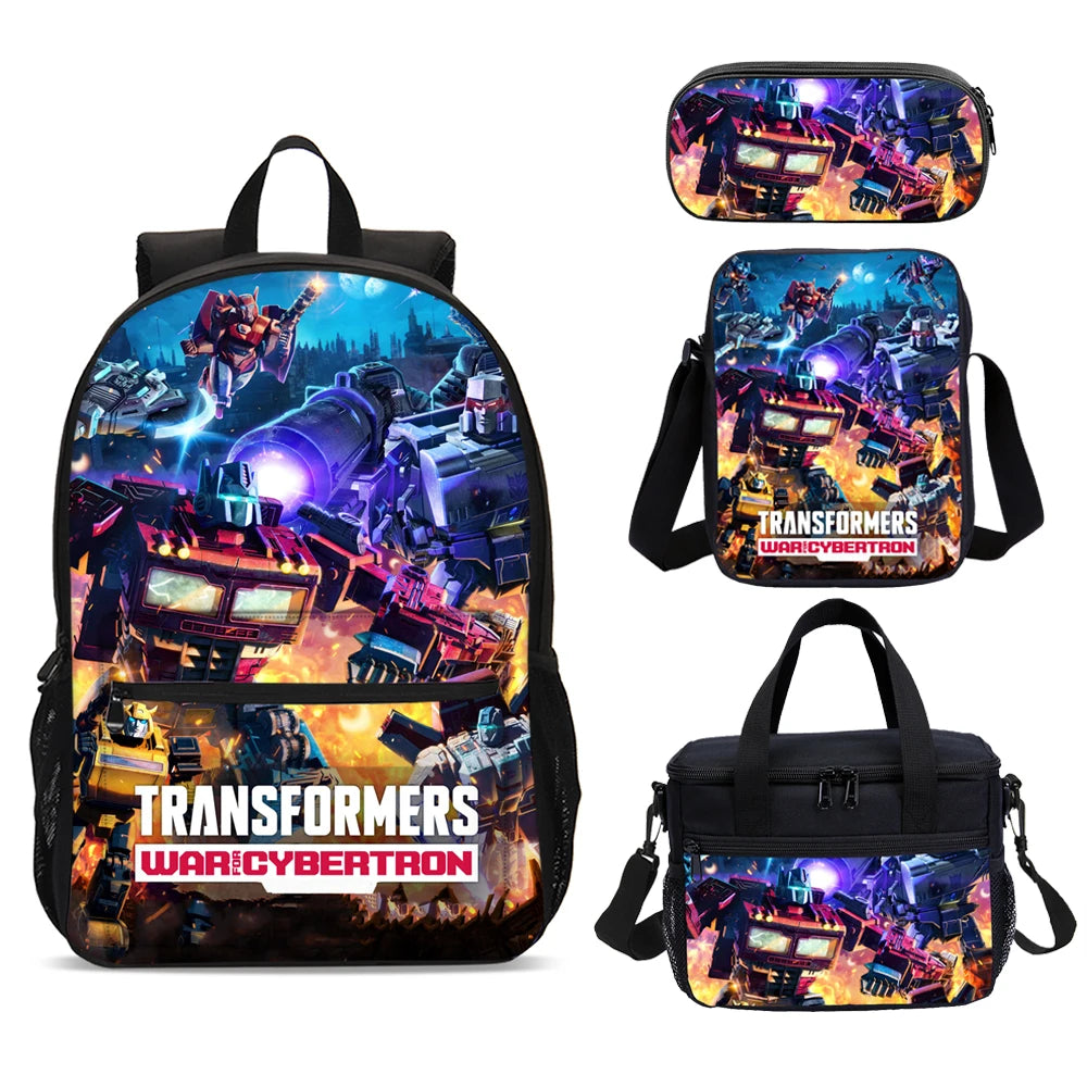 T-Transformers Child School Backpack with Lunch Bags ,Pencil Bags ,School Bags for Boys Girls Best Gift