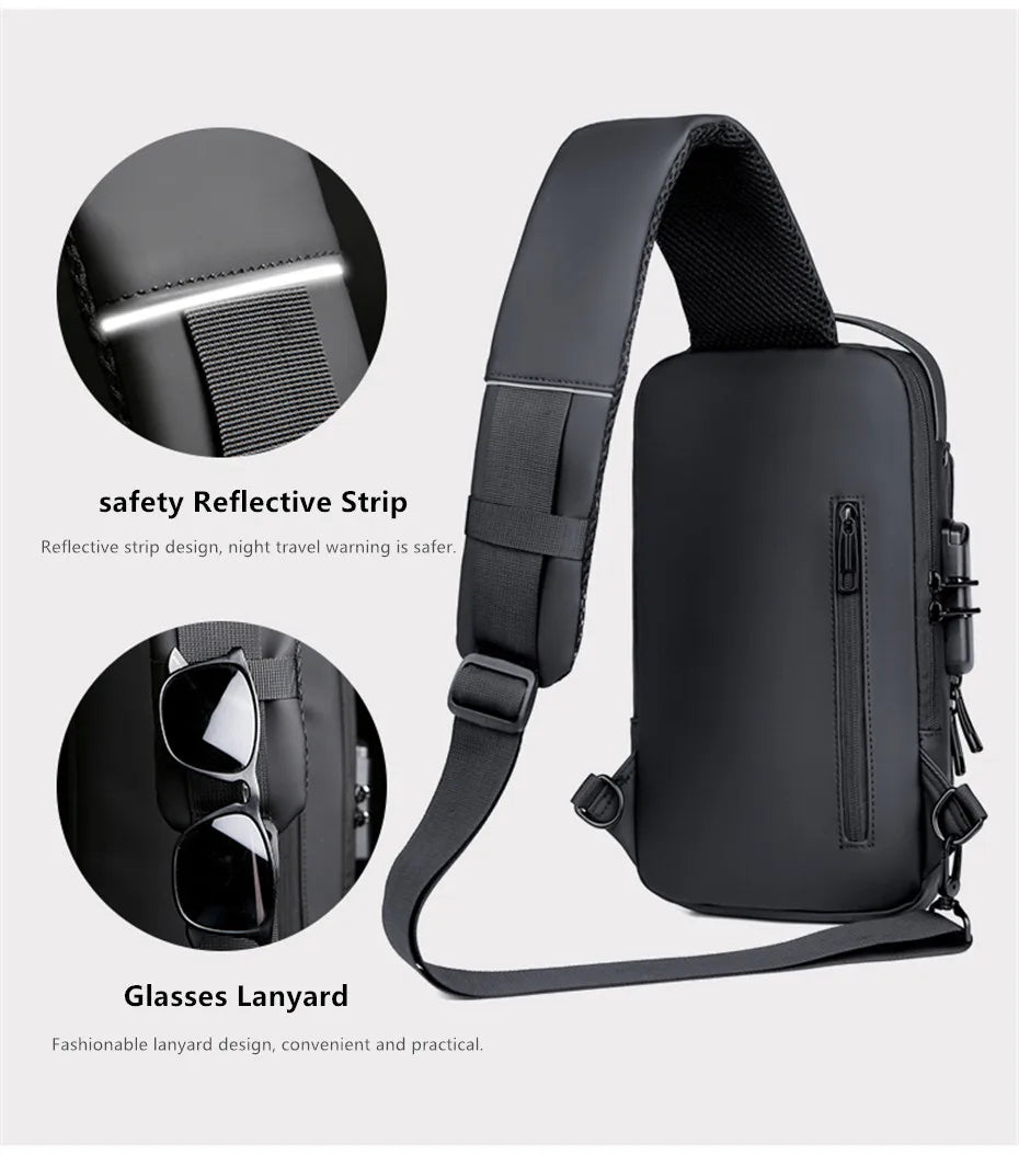 JEEP BULUO Brand High Quality Men Chest Sling Bags Motorcycle Crossbody Shoulder Bag Travel Pack Anti-theft Male Fashion Hot New