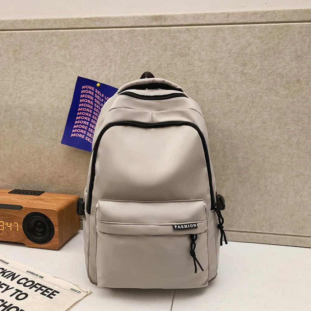 Large Capacity Solid Color Backpack for High School Students Durable Simple Black Travel Backpack for Middle School Teens