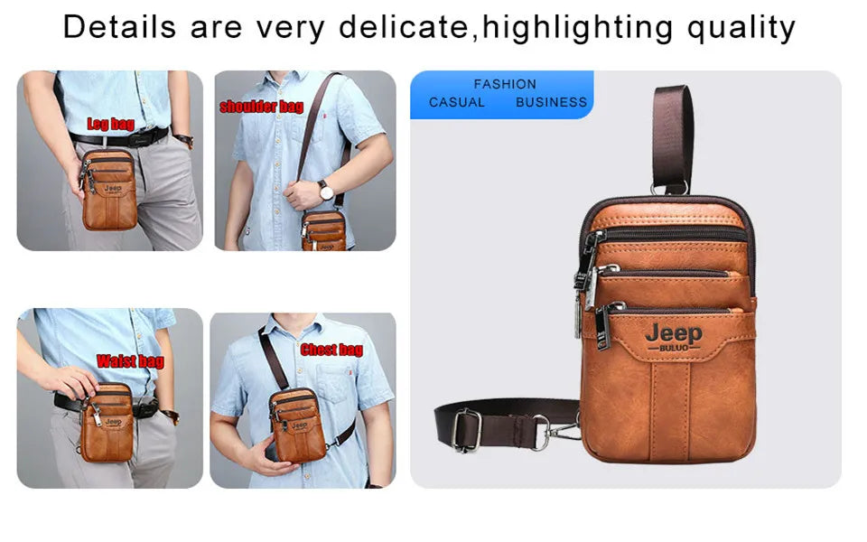 JEEP BULUO Brand High Quality Men Chest Sling Bags Motorcycle Crossbody Shoulder Bag Travel Pack Anti-theft Male Fashion Hot New