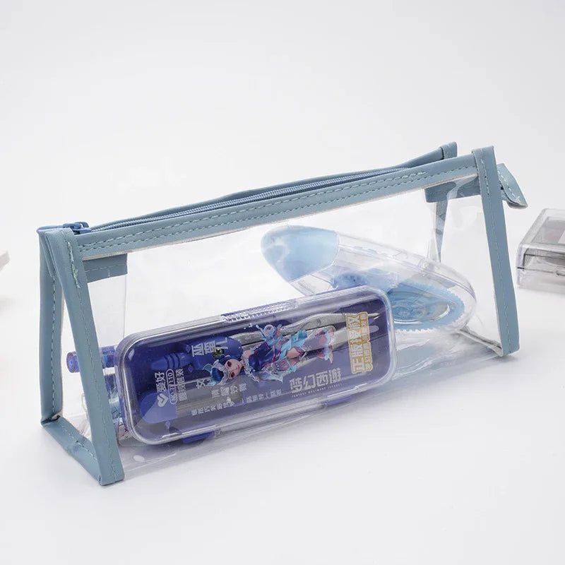 Transparent Pencil Case Kawaii Pen Large Capacity Bag Cosmetic Bag Back to School Supplies for Girls Kids Stationery Items Gifts