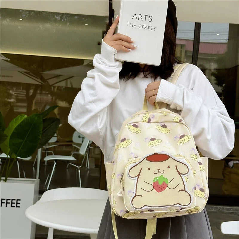 Kawaii Hello Kitty Kuromi Cinnamoroll Backpacks Cute Cartoon My Melody Pochacco Pompom Purin Anime Storage School Bag Sac A Dos