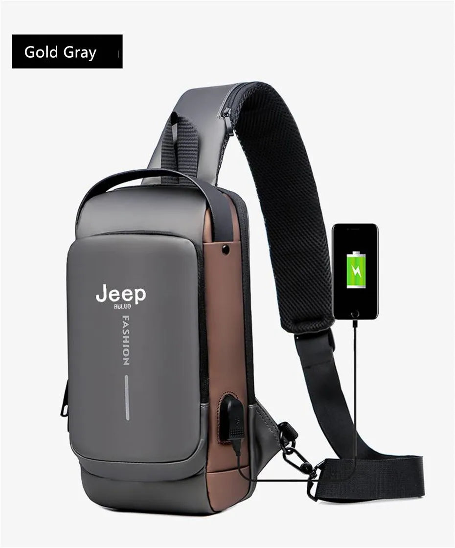 JEEP BULUO Brand High Quality Men Chest Sling Bags Motorcycle Crossbody Shoulder Bag Travel Pack Anti-theft Male Fashion Hot New