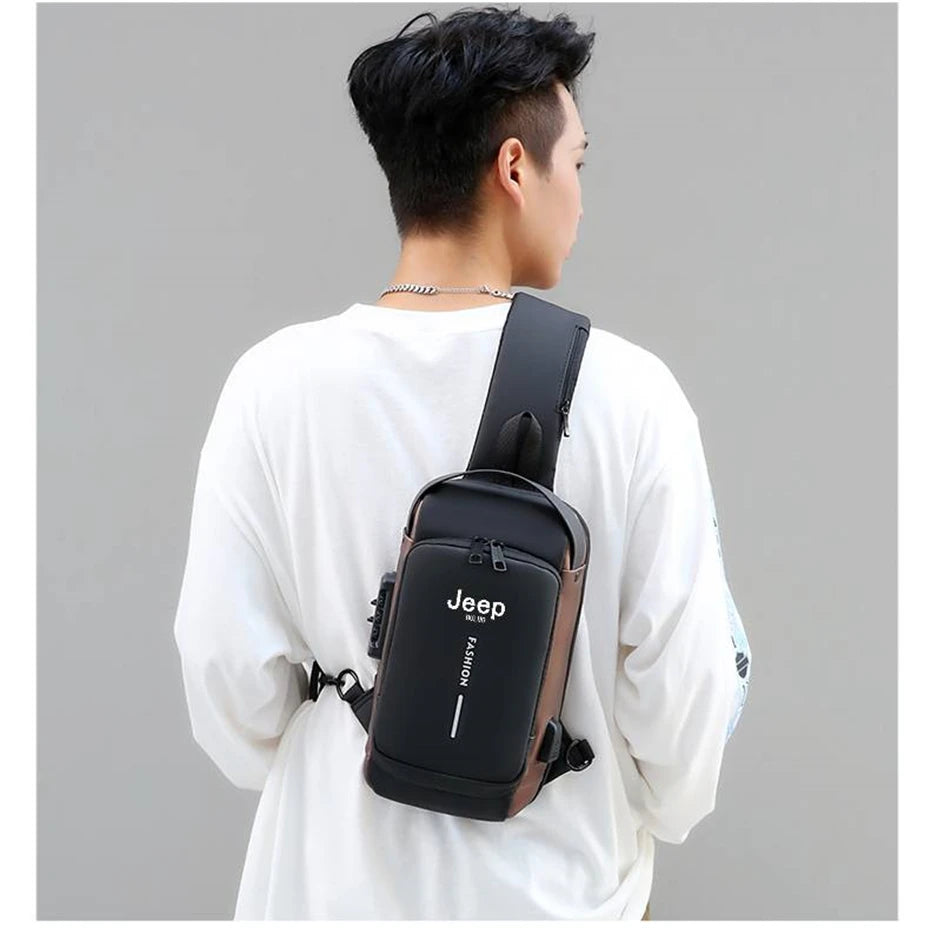 JEEP BULUO Brand High Quality Men Chest Sling Bags Motorcycle Crossbody Shoulder Bag Travel Pack Anti-theft Male Fashion Hot New