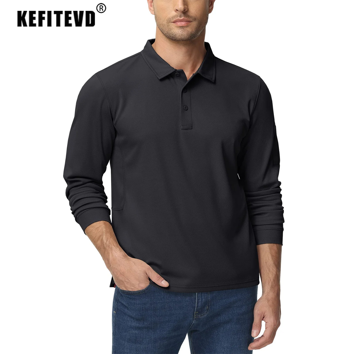 KEFITEVD Men's Golf Polo Shirt Quick Dry Breathable Lightweight T-Shirts Athletic Workout Outdoor Shirts Camping Fishing Tops