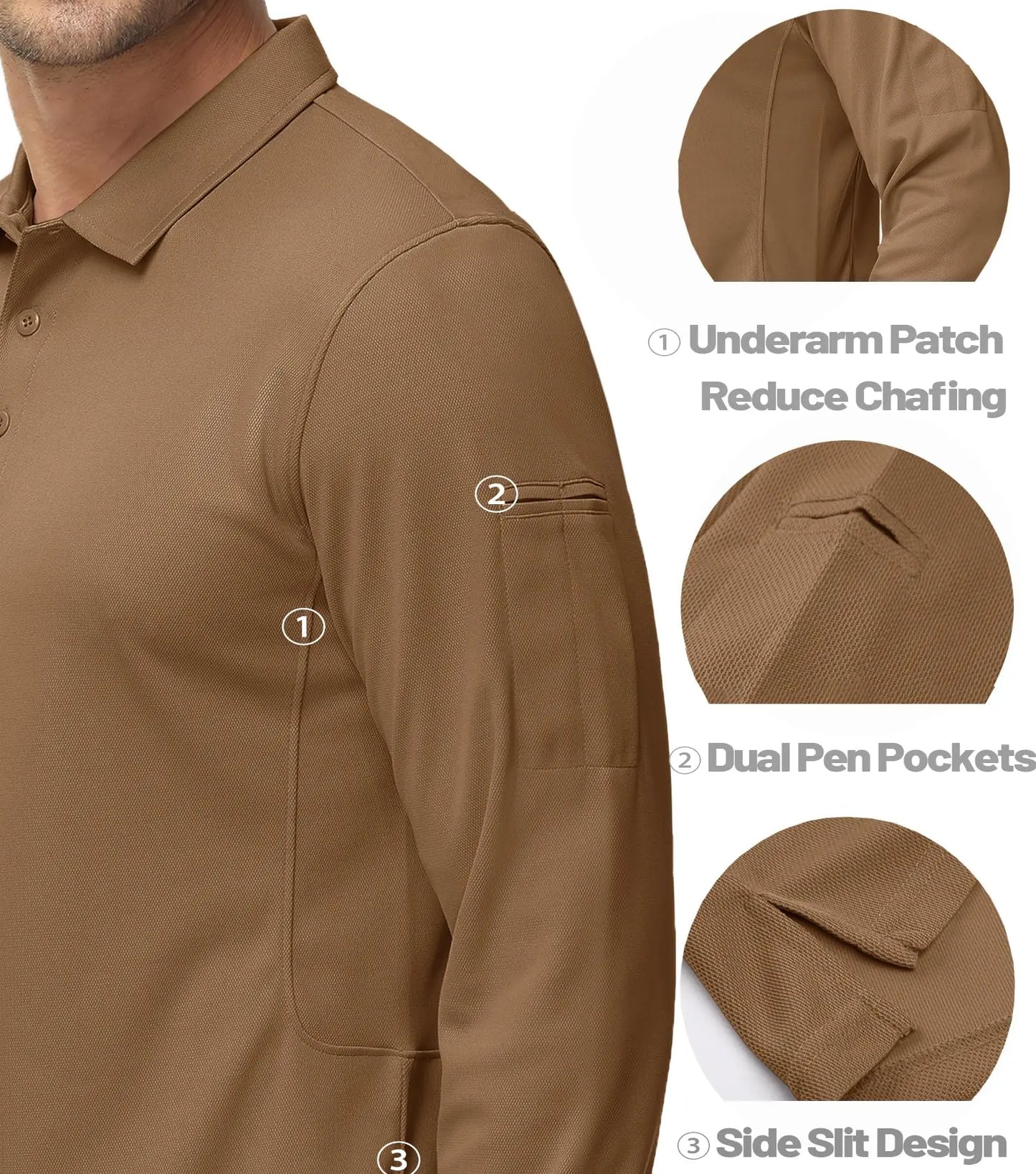 KEFITEVD Men's Golf Polo Shirt Quick Dry Breathable Lightweight T-Shirts Athletic Workout Outdoor Shirts Camping Fishing Tops