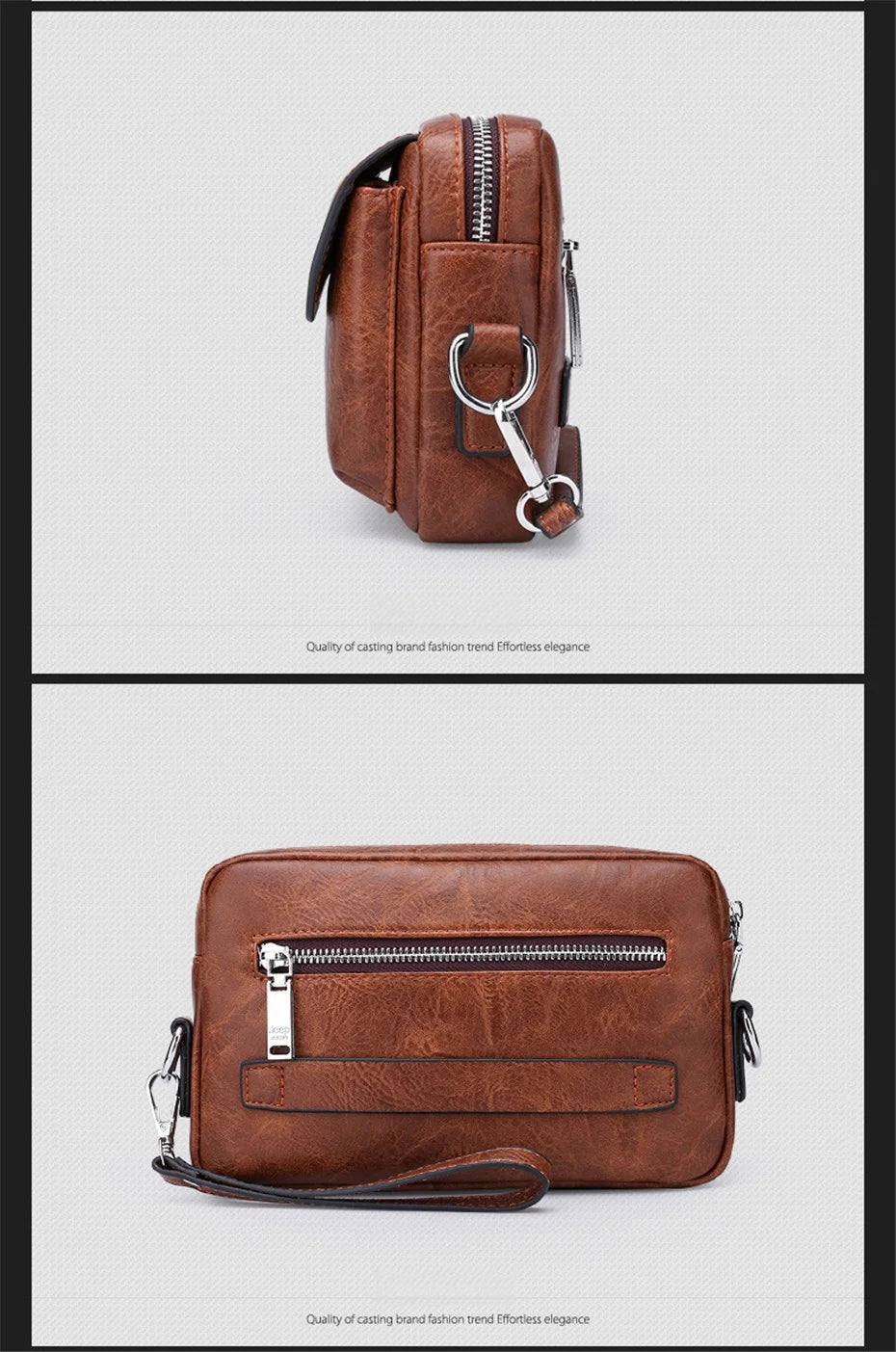 JEEP BULUO Brand Small Men Bags High Quality Leather Shoulder Crossbody Totes Clutch Handbags Business Brown Black Fashion New