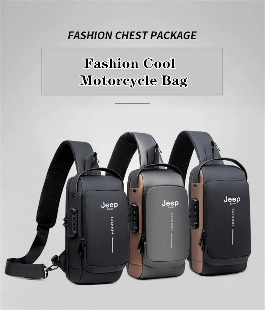 JEEP BULUO Brand High Quality Men Chest Sling Bags Motorcycle Crossbody Shoulder Bag Travel Pack Anti-theft Male Fashion Hot New