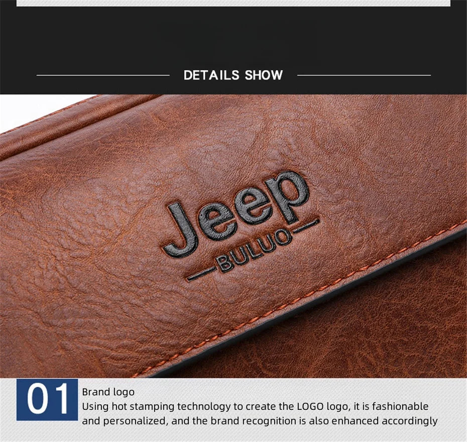 JEEP BULUO Brand Small Men Bags High Quality Leather Shoulder Crossbody Totes Clutch Handbags Business Brown Black Fashion New
