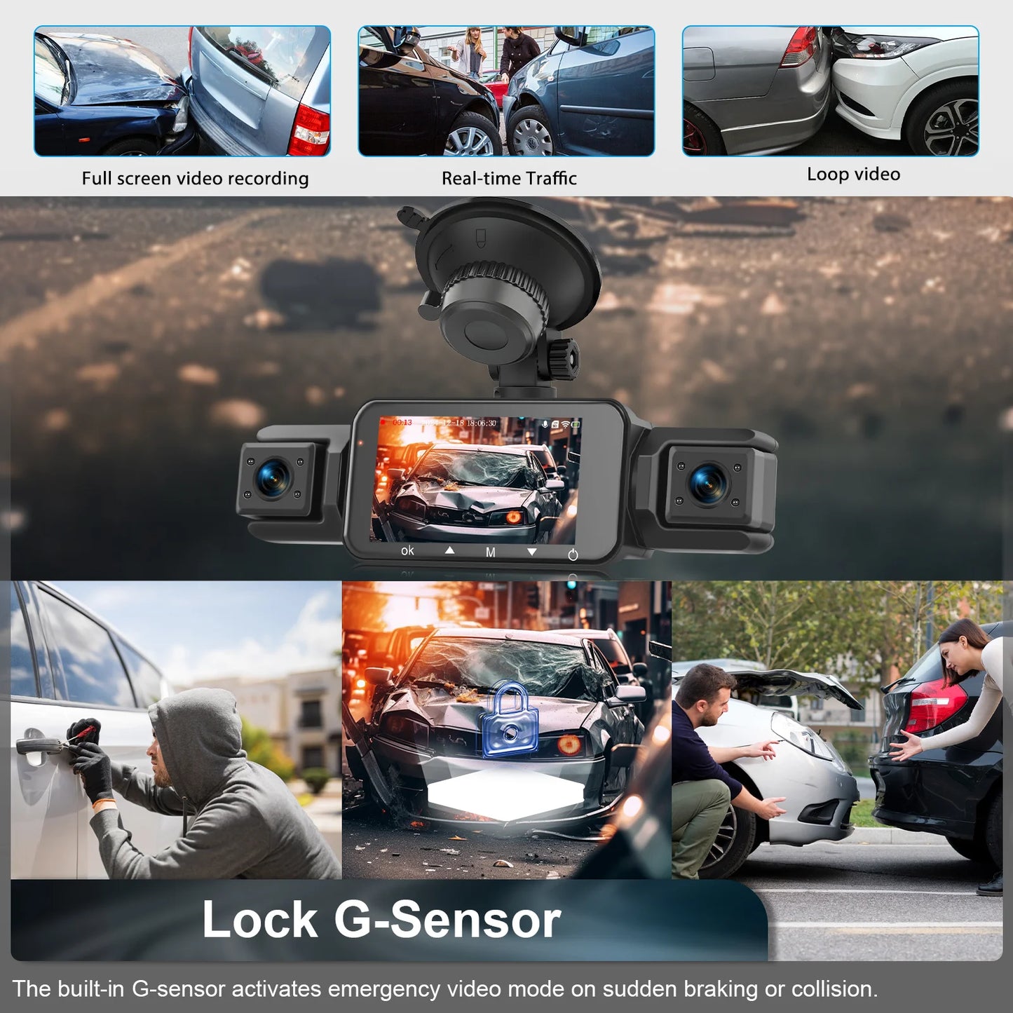 Dashcam 4 Channel Voice Recording Video Recorder Black Box 1080P Night Vision dash cam automobile Auto parts add Hardwire kit