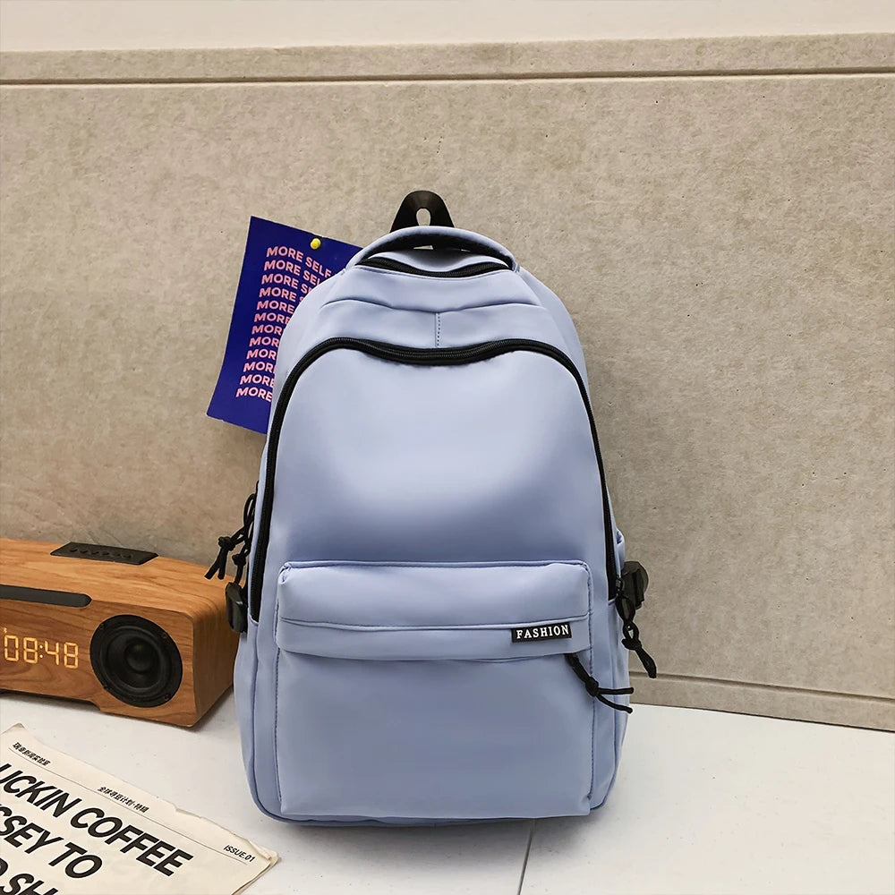 Large Capacity Solid Color Backpack for High School Students Durable Simple Black Travel Backpack for Middle School Teens