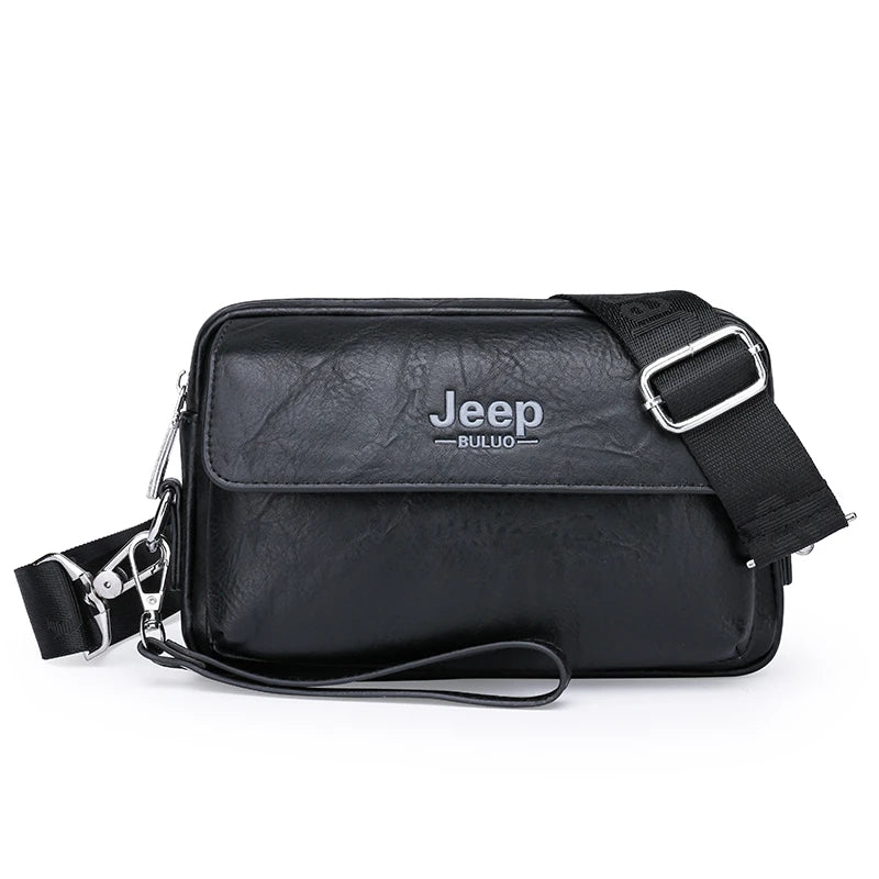 JEEP BULUO Brand Small Men Bags High Quality Leather Shoulder Crossbody Totes Clutch Handbags Business Brown Black Fashion New