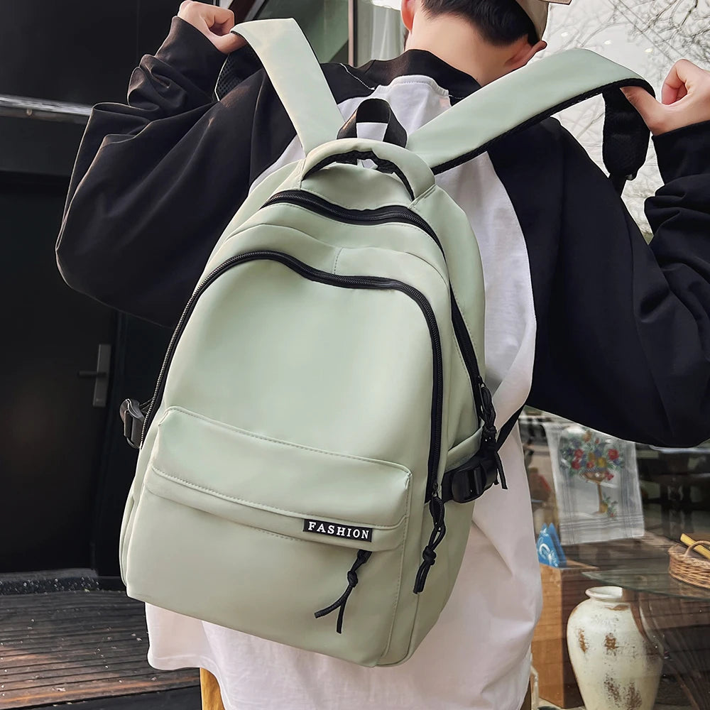 Large Capacity Solid Color Backpack for High School Students Durable Simple Black Travel Backpack for Middle School Teens