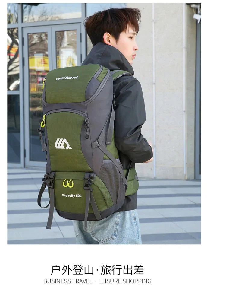 50L Travel Backpack Camping Men Large Hiking Bag Tourist Rucksack Waterproof Outdoor Sports Climbing Mountaineering Bag Luggage