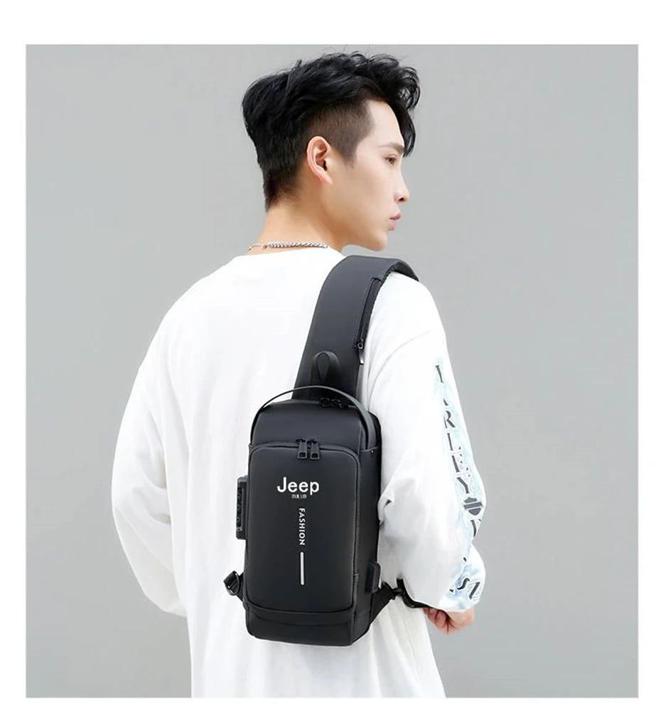 JEEP BULUO Brand High Quality Men Chest Sling Bags Motorcycle Crossbody Shoulder Bag Travel Pack Anti-theft Male Fashion Hot New