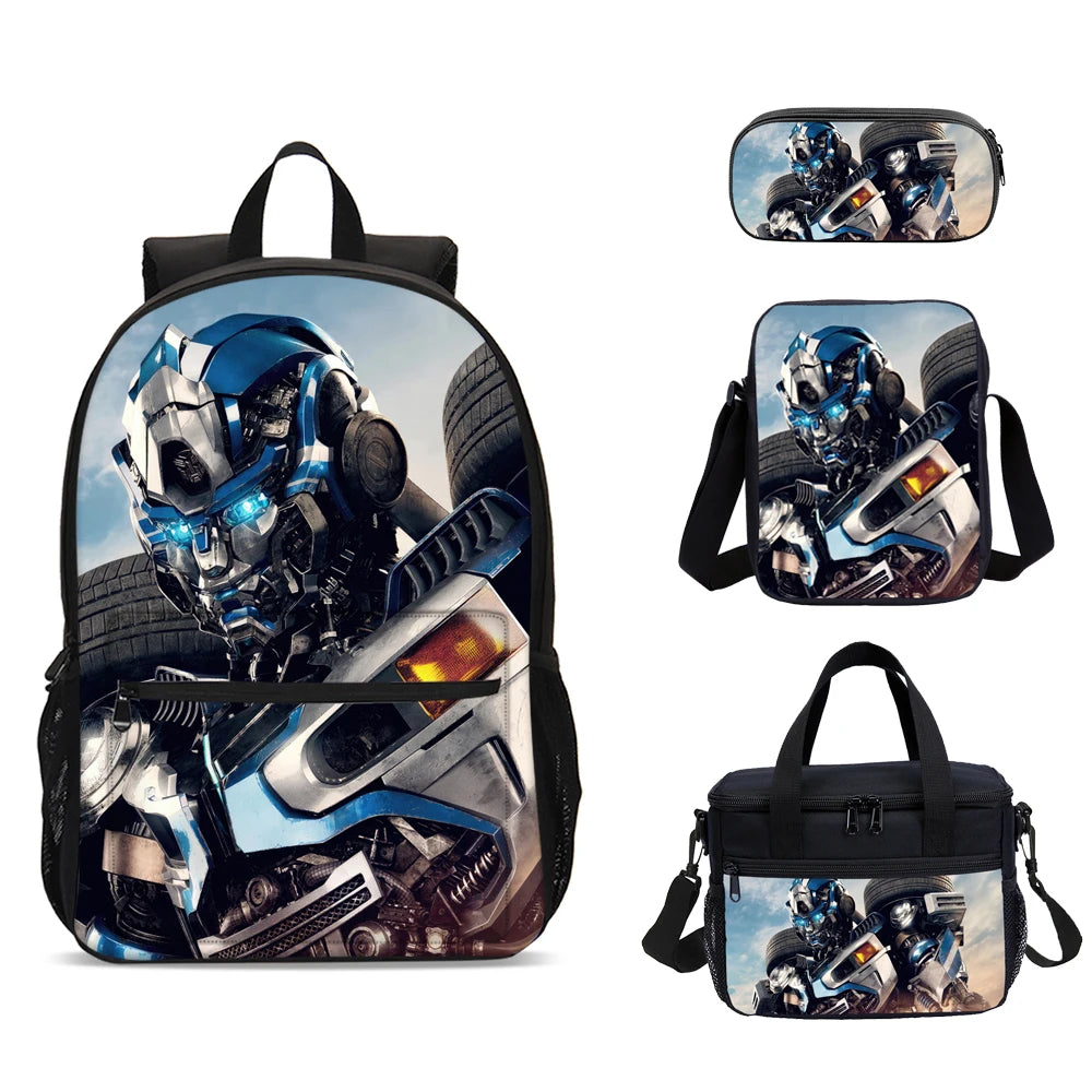 T-Transformers Child School Backpack with Lunch Bags ,Pencil Bags ,School Bags for Boys Girls Best Gift