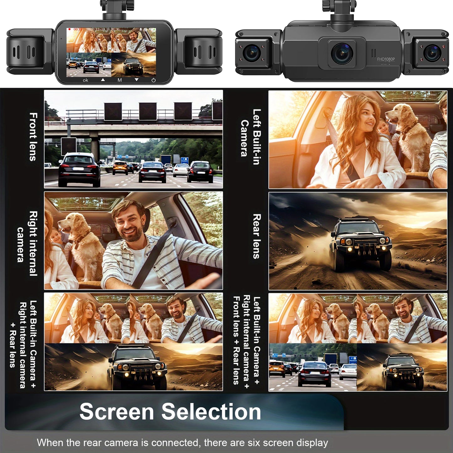 Dashcam 4 Channel Voice Recording Video Recorder Black Box 1080P Night Vision dash cam automobile Auto parts add Hardwire kit