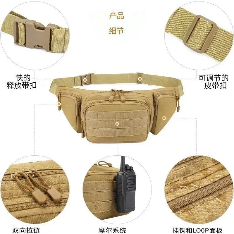 Men Waist Tactical Fanny Pack Motorcycle Rider Sports Belt Bag Climb Camping Nylon Male Tool Sling Chest Hip Bum Bag