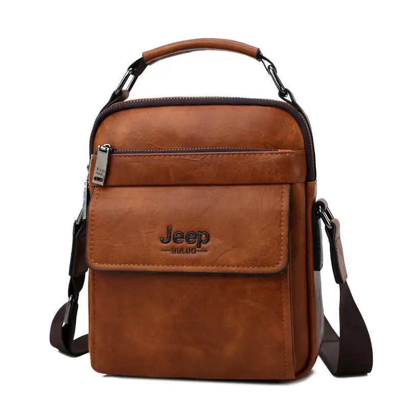 JEEP BULUO Brand Men's Messenger Fashion Split Leather For Men Tote Bag Men Shoulder Bags High Quality Handbags New 2PC/Set