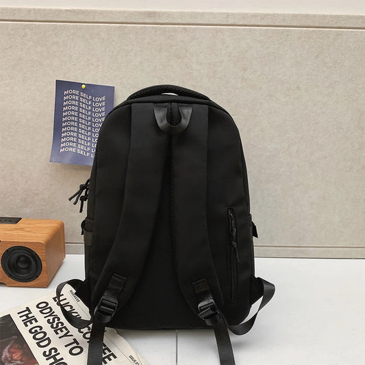 Large Capacity Solid Color Backpack for High School Students Durable Simple Black Travel Backpack for Middle School Teens