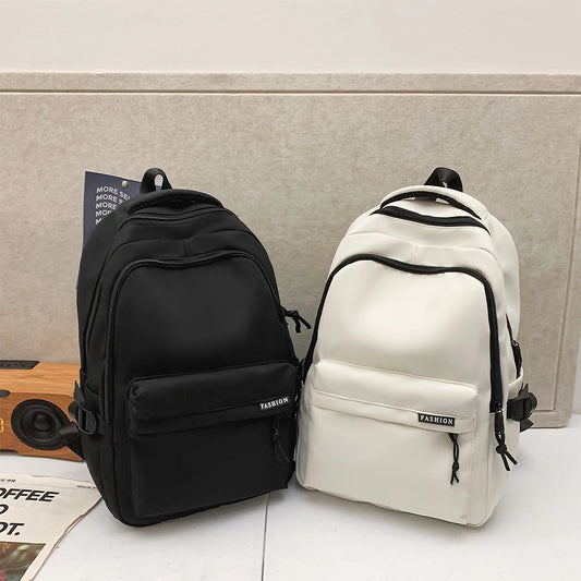 Large Capacity Solid Color Backpack for High School Students Durable Simple Black Travel Backpack for Middle School Teens