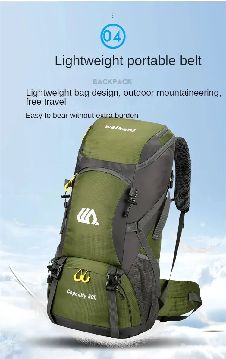 50L Travel Backpack Camping Men Large Hiking Bag Tourist Rucksack Waterproof Outdoor Sports Climbing Mountaineering Bag Luggage