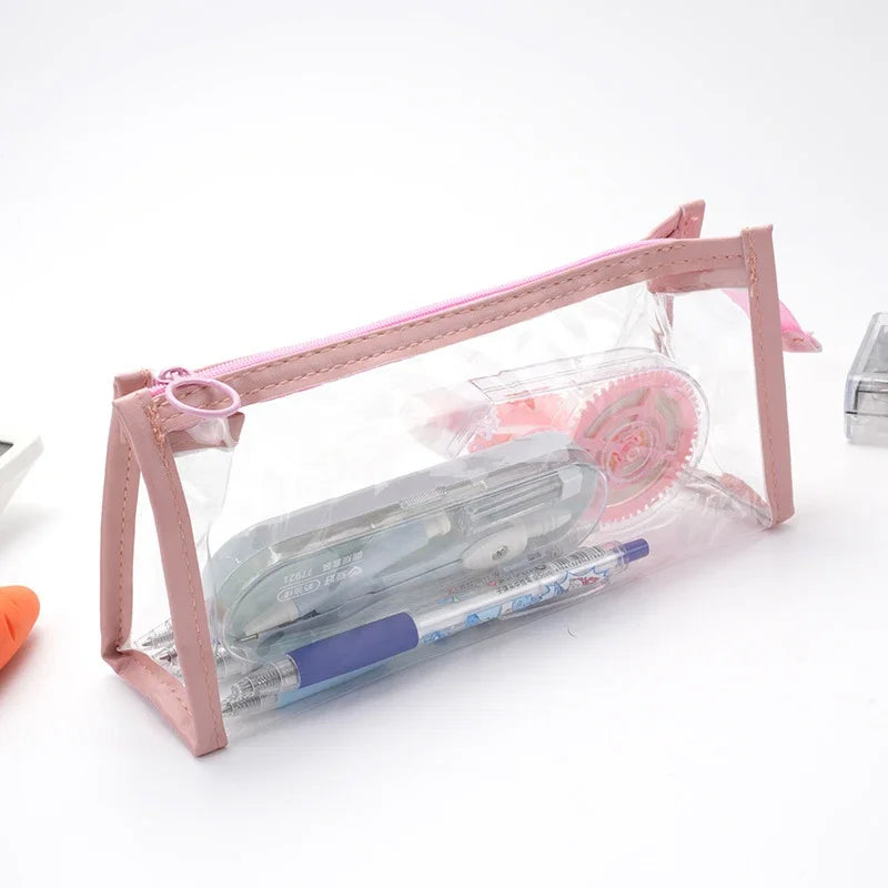Transparent Pencil Case Kawaii Pen Large Capacity Bag Cosmetic Bag Back to School Supplies for Girls Kids Stationery Items Gifts