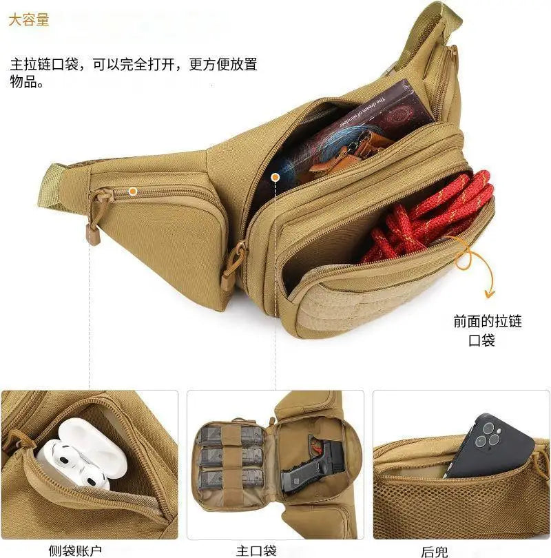 Men Waist Tactical Fanny Pack Motorcycle Rider Sports Belt Bag Climb Camping Nylon Male Tool Sling Chest Hip Bum Bag
