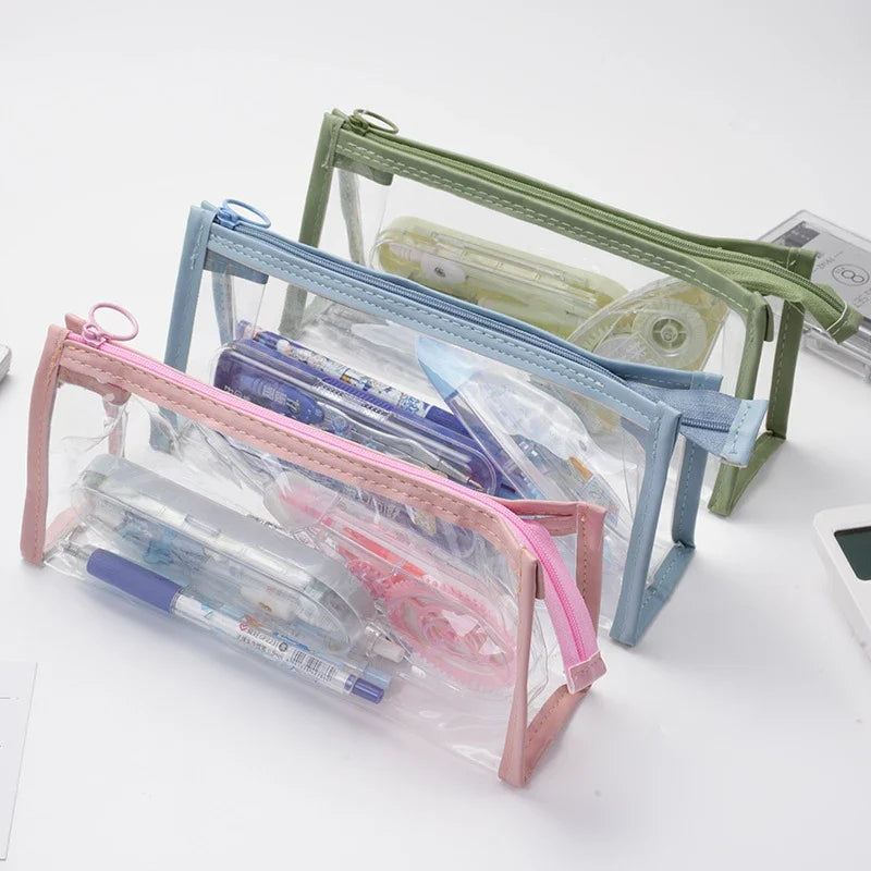 Transparent Pencil Case Kawaii Pen Large Capacity Bag Cosmetic Bag Back to School Supplies for Girls Kids Stationery Items Gifts
